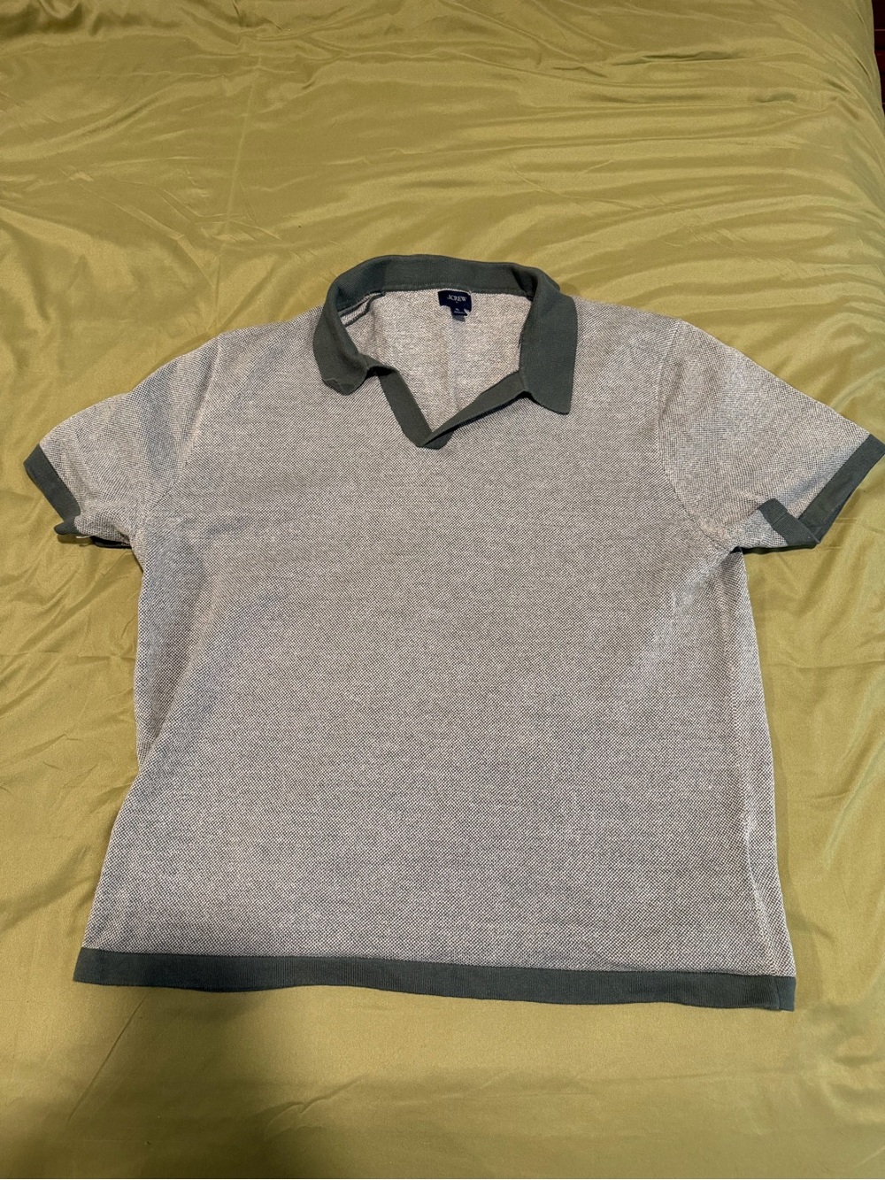 Men's Gray Polo Tee with Dark Green Trim
